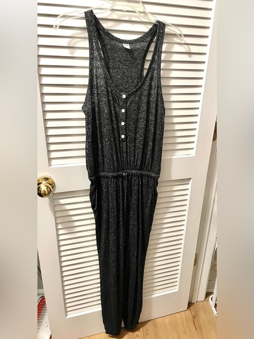 Old Navy Heather Black Sleeveless One-Piece Sleeveless Jumpsuit